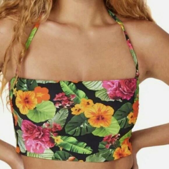 Andie Aruba Top Bandeau Halter Top Tropical Floral Separates Swim Size S New - Picture 1 of 10